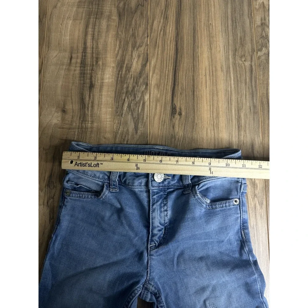 Justice Girls Size 12 Slim Mid Rise Super‎ Skinny Jeans Light Washed Blue Ripped